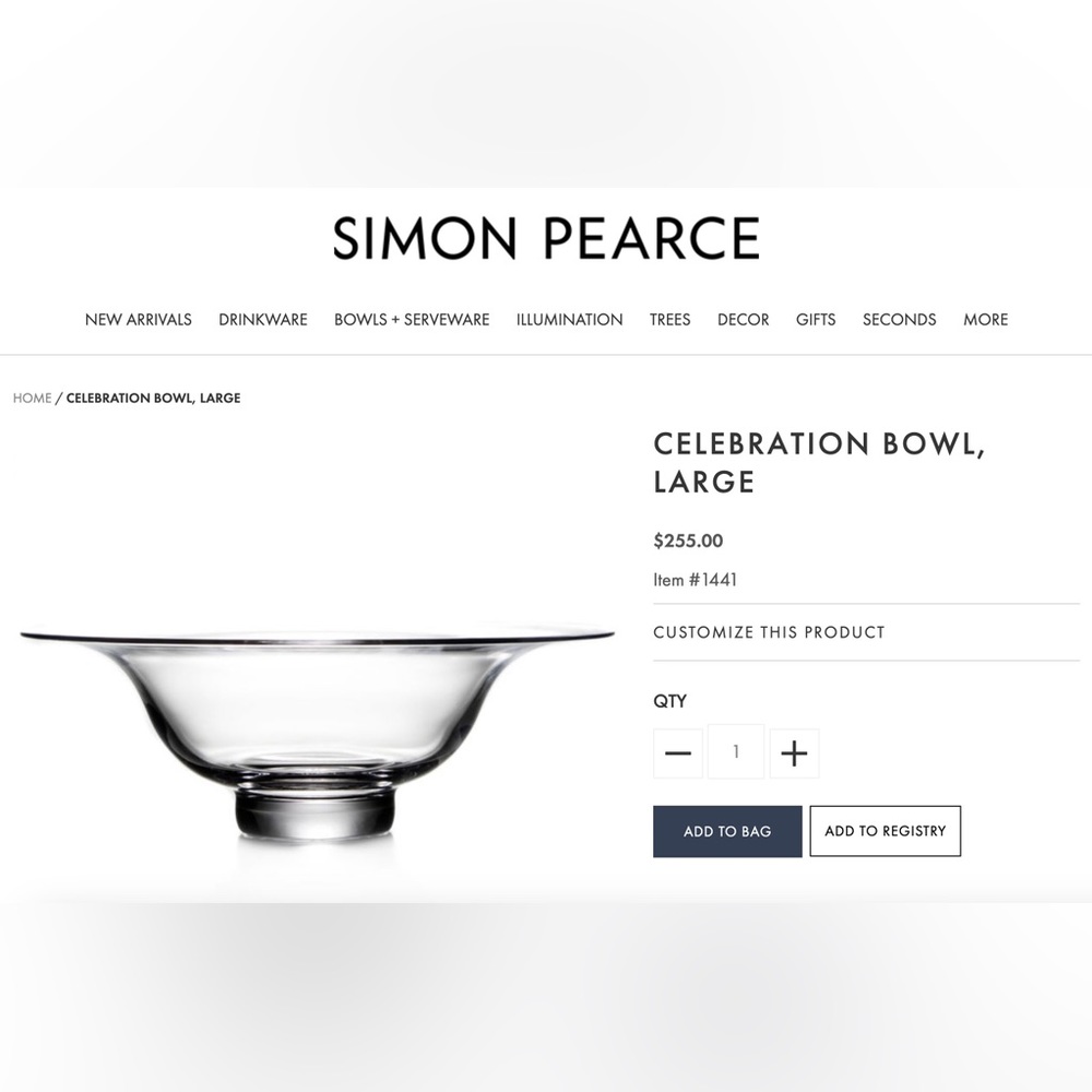 Simon Pearce Handblown Glass “Celebration Bowl”